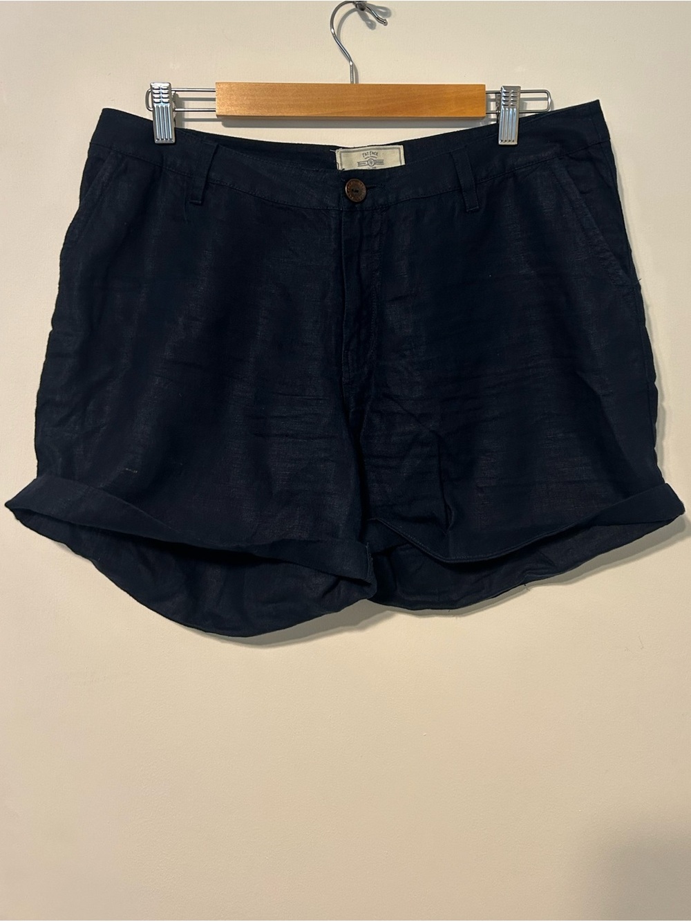 Fat Face Navy Linen-Blend Rolled Hem Shorts